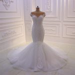 Full lace skin tulle luxurious sparkling skirt mermaid wedding dress
