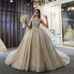 Swarovski beading luxurious empire wedding dress