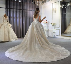 Swarovski beading luxurious empire wedding dress - Image 5