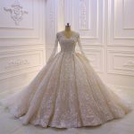 Full beaded stoning lace luxurious empire wedding dress