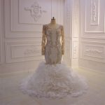 Full Swarovski all beading ruffle skirt luxurious mermaid wedding dress