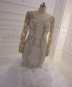 Full Swarovski all beading ruffle skirt luxurious mermaid wedding dress - Image 2