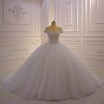 Full Swarovski pearls luxurious ball wedding dress