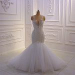 Full beading spaghetti stripe luxurious mermaid wedding dress