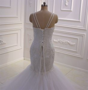 Full beading spaghetti stripe luxurious mermaid wedding dress - Image 2