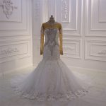 Swarovski beading high neck, see through back luxurious mermaid wedding dress - Image 2