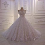 Alter neck beaded lace luxurious empire wedding dress