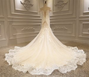 Full beading lace luxurious mermaid wedding dress - Image 3