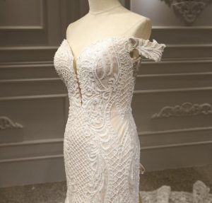 Full beading lace luxurious mermaid wedding dress - Image 4