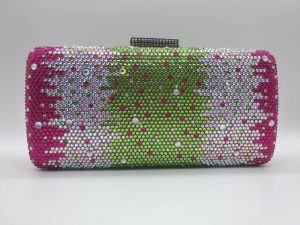 WTB SWAROVSKI PINK, GREEN AND SILVER CLUTCH