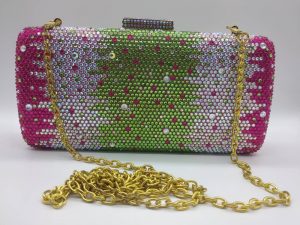 WTB SWAROVSKI PINK, GREEN AND SILVER CLUTCH - Image 2